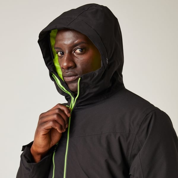 Regatta Men's Navigate Insulated Waterproof Jacket - Black/Lime Green