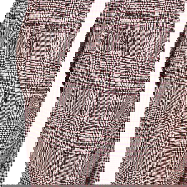 David WeJ Check Smart Trousers with Side Adjusters - Brown Orange