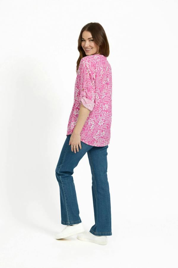 Mudflower Leaf Print Cotton Shirt