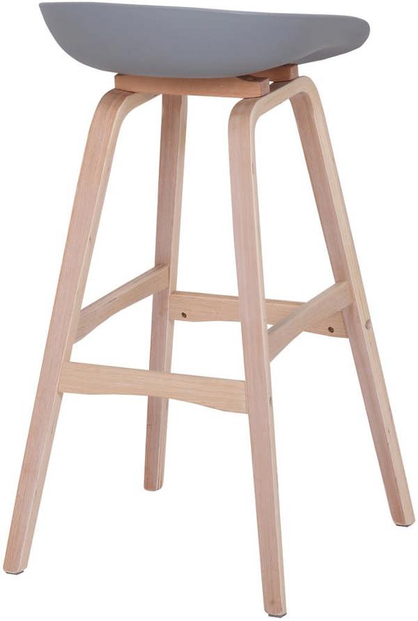 Lamboro Equator Single Kitchen Bar Stool, Fixed Wooden Legs And Footrest, Premium Breakfast Bar & Home Barstool, Grey
