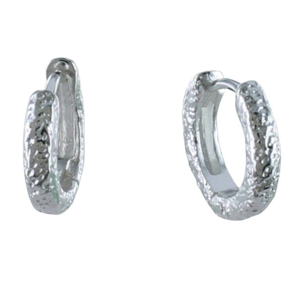 Sterling Silver Small Textured Hoop Earring - Reeves & Reeves