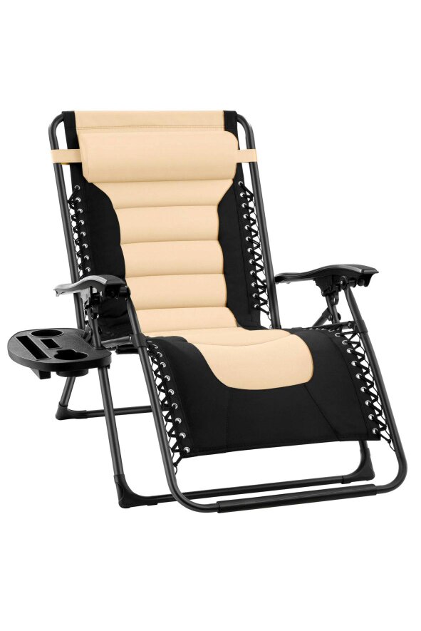Groundlevel Set of 2 Luxury Extra Wide Gravity Garden Sun Lounger / Relaxer Chair Pair
