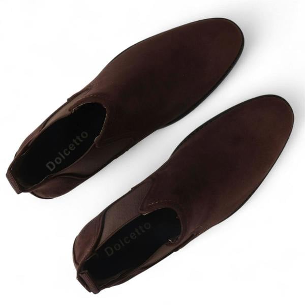 Dolcetto Men's Suede Chelsea Boots Real Leather Lined Slip-On