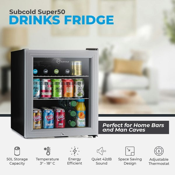 Subcold Super 50 LED Beer Fridge - Silver