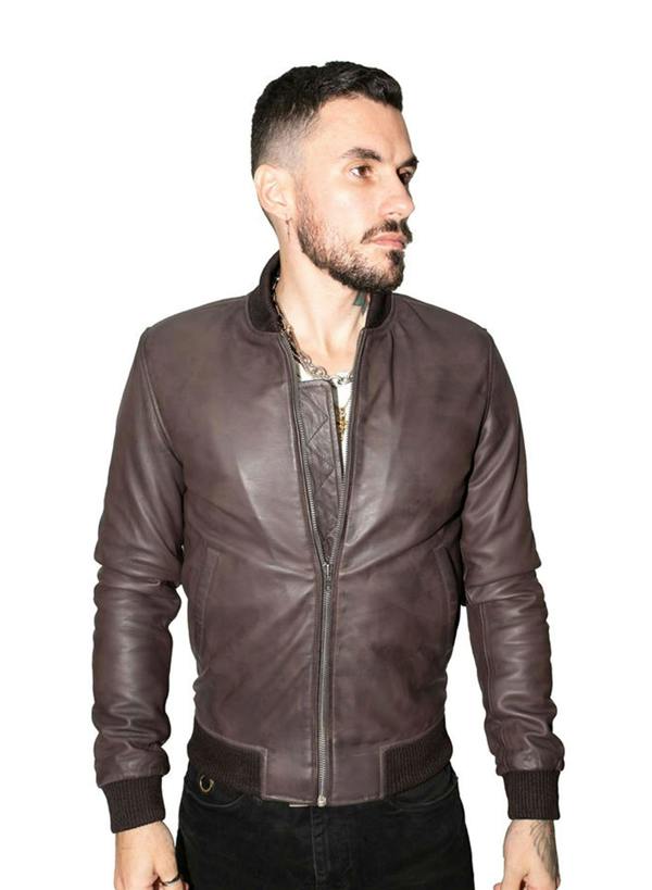 Infinity Leather Mens Retro Varsity Leather Bomber Jacket-Pretoria