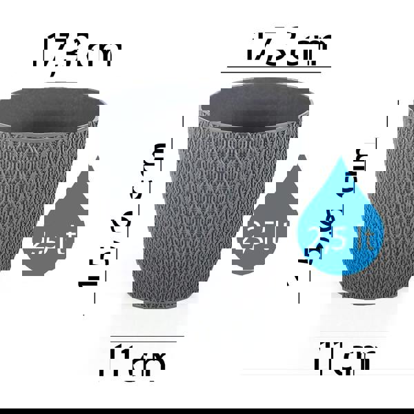 Gr8 Garden Set Of 4 Grey Sumela Knitted Flower Plant Pot Planter With Tray Indoor Garden