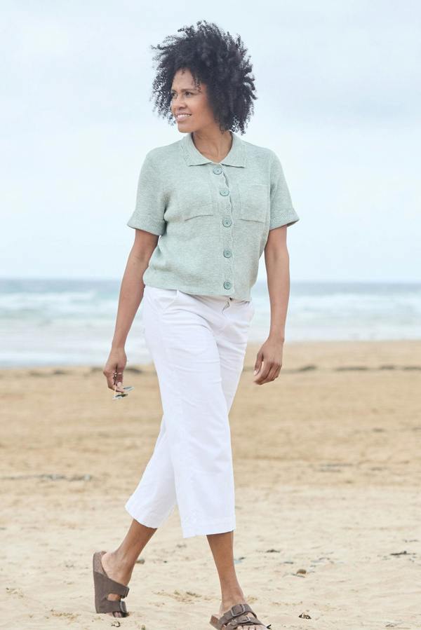 Lily & Me Phoebe Short Sleeve Knitted Jacket Silver Sage