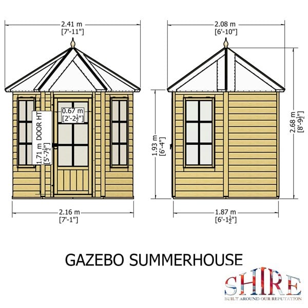 Shire Gazebo Hexagonal Summerhouse 6x6 12mm Cladding - Best Shed