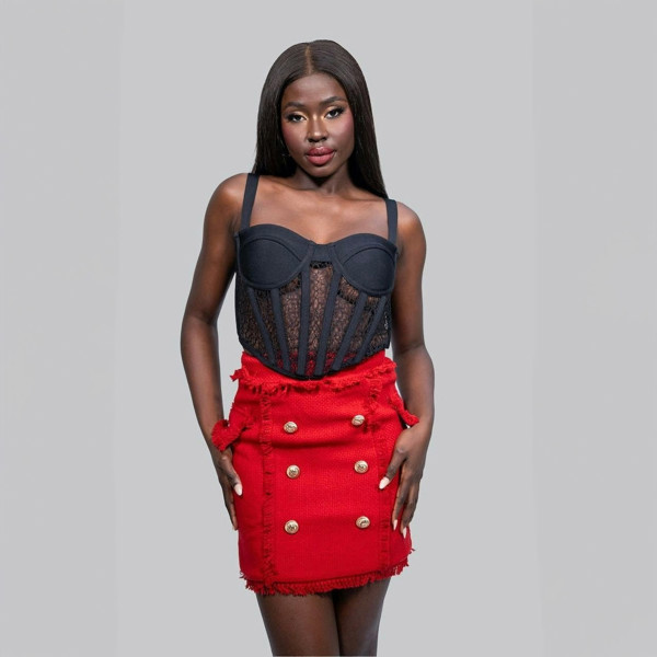 IvyEkongFashion SKIRT MIA Red Tweed Mini Skirt