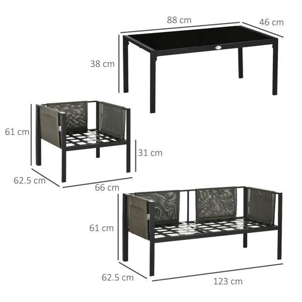 Wyld Haus Vafa 4 Seater Brown Rattan Rope Garden Furniture Set woth Tempered Glass Coffee Table Sofa and 2 Armchairs