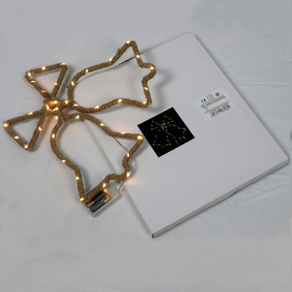 35cm Twin Bells LED Hemp Rope Light Christmas Decoration, Warm White Battery Operated Wall and Garden Display image 8