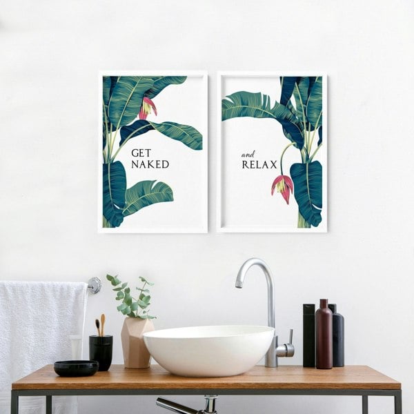 Prints for the bathroom walls | Set of 2 Tropical wall art