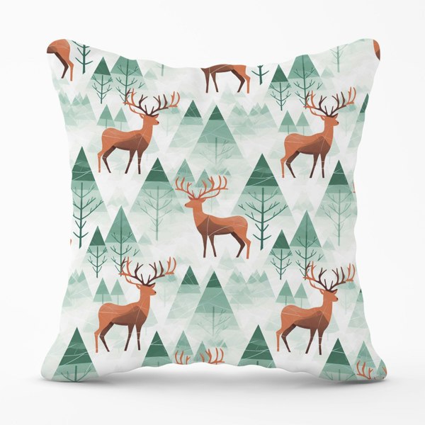 Warren Reed Reindeer On A Snowy Landscape Cushions