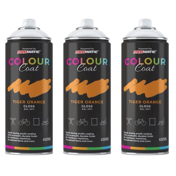 Colour Coat 3X Tiger Orange RAL 2011 Gloss Spray Paint 400ml