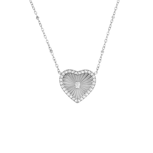 Say It With CZ Heart Necklace - Silver