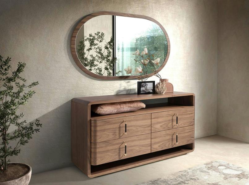 Angel Cerdá Oval Half Point walnut wall mirror 3295