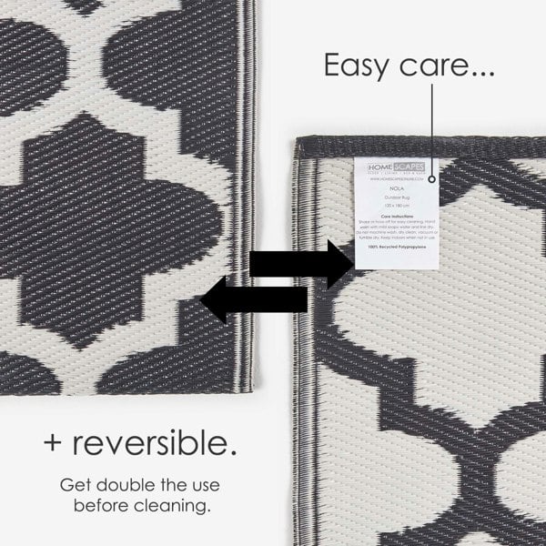 HOMESCAPES Outdoor Rug Luxury Waterproof Reversible Recycled, For Garden, Nola Geometric