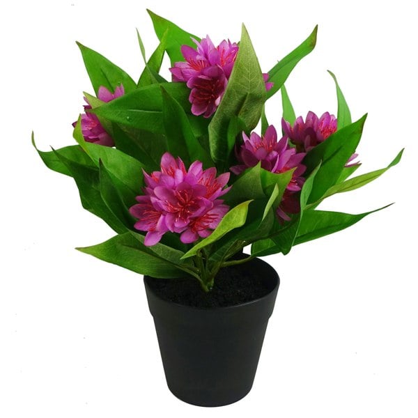 Leaf 18cm Artificial Freesia Plant Dark Pink Flowering