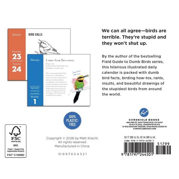 Chronicle Books The Field Guide To Dumb Birds Desk Calendar 2027, Desk Calendars, Day To View, Animals, Gift