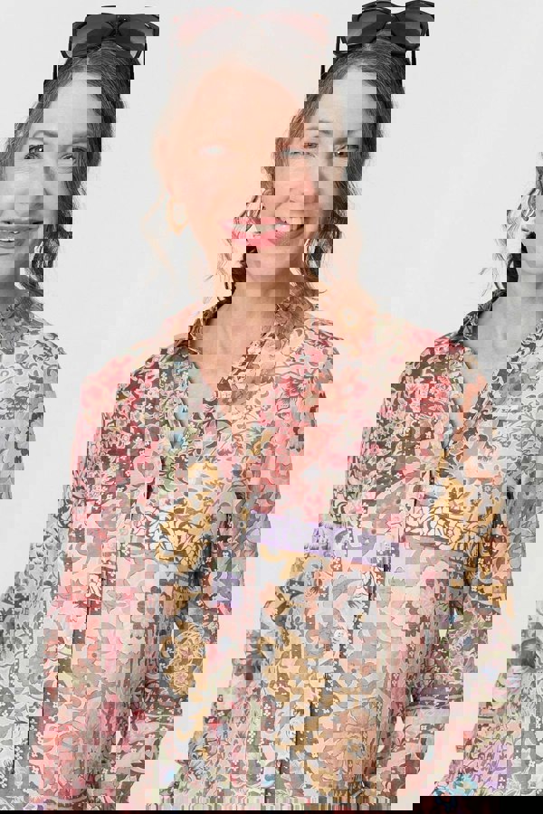 Red | Mosaic Print Long Sleeve Shirt
