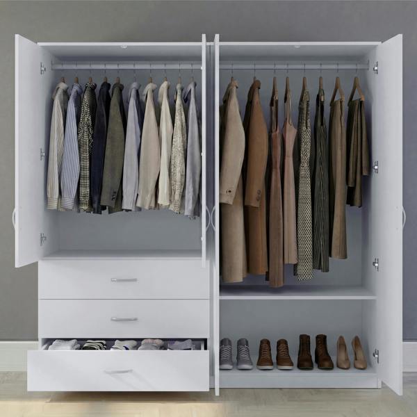 Vida Designs Riano 4 Door 3 Drawer Mirrored Wardrobe