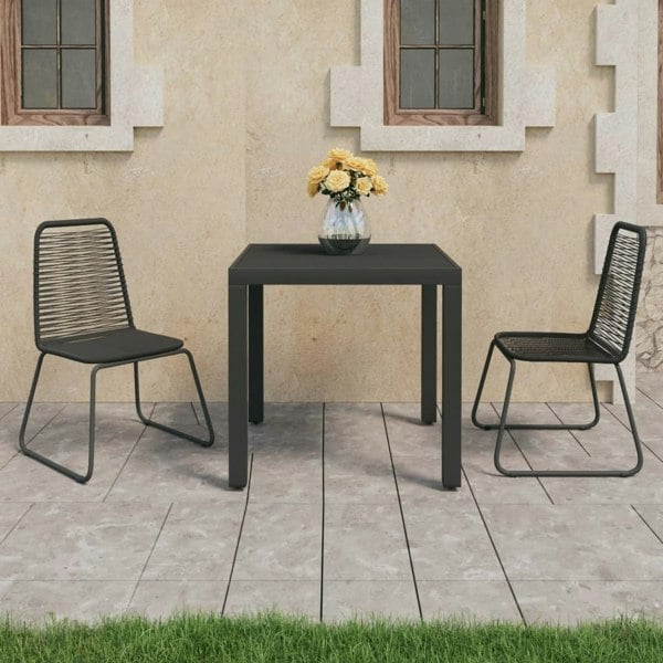 Berkfield 3 Piece Garden Dining Set PVC Rattan Black