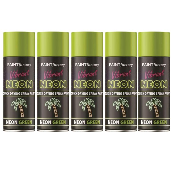 Paint Factory 5X  Fluorescent Neon Green Spray Paint 200ml