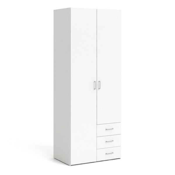 Furniture To Go Space Wardrobe - 2 Doors 3 Drawers in White 2000