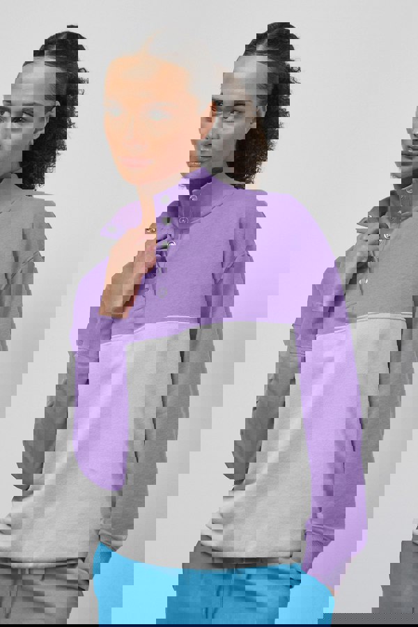 ENORSIA Colour Block LS High Neck Sweatshirt