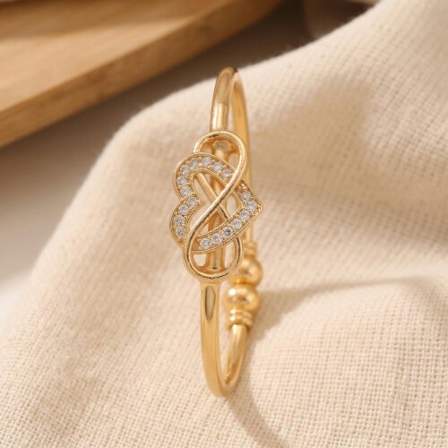 The Colourful Aura Gold Infinity Heart Bangle Bracelet