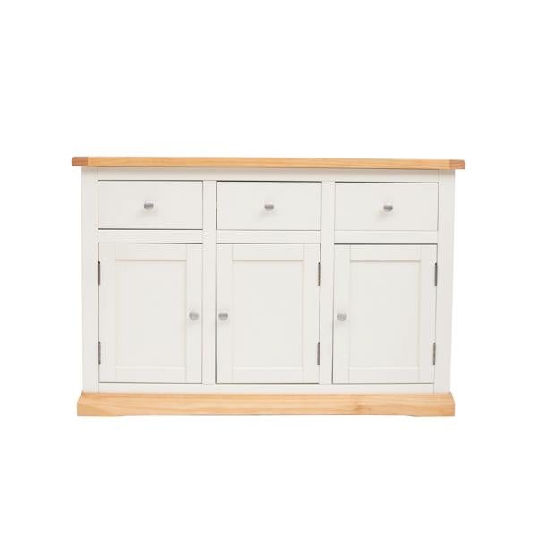 Trevi Off White 3 Drawer 3 Door Sideboard Chrome Knob