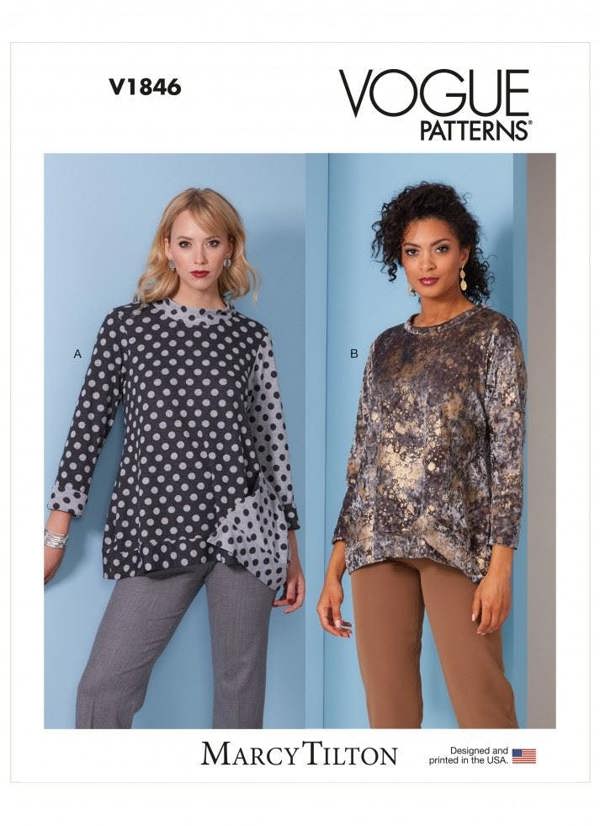 Vogue Sewing Pattern 1846, Tops for Women, A (XS-S-M-L-XL-XXL) - Intermediate