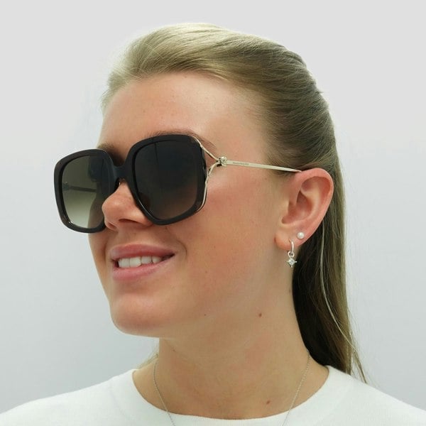 Alexander McQueen Sunglasses AM0374S 002 Brown Gold Brown Gradient