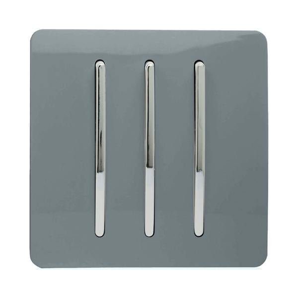 Trendi Switch 3 Gang 1 or 2 way Rocker Light Switch in Warm Grey