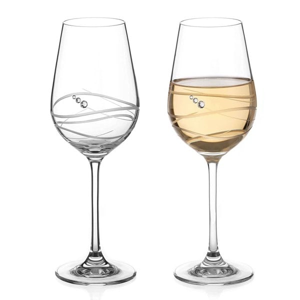 Diamante Venezia White Wine Glasses Adorned with Swarovski Crystals - Set of 2