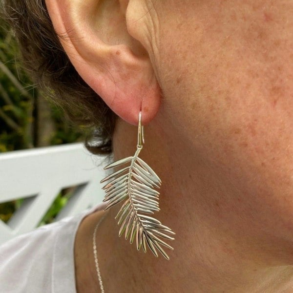 Sterling Silver Fern Leaf Earrings - Reeves & Reeves