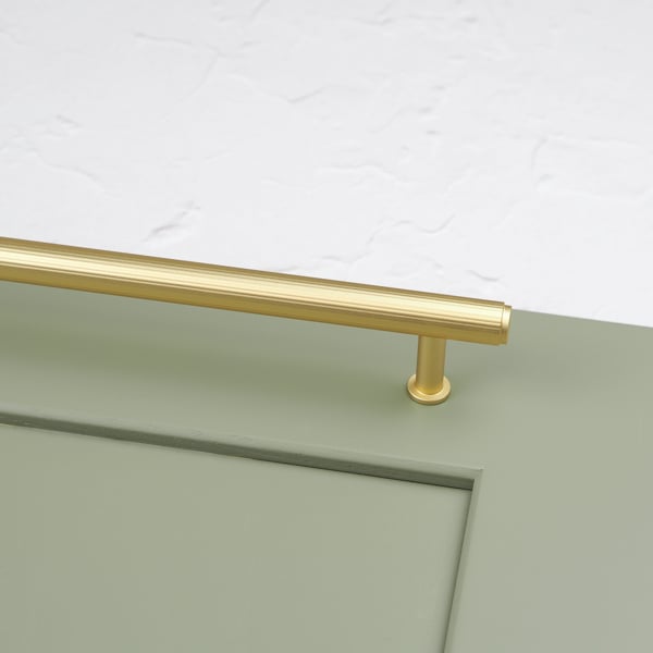 Handle & Home Brushed Brass Fluted Detailing Handles and Coordinating Knob