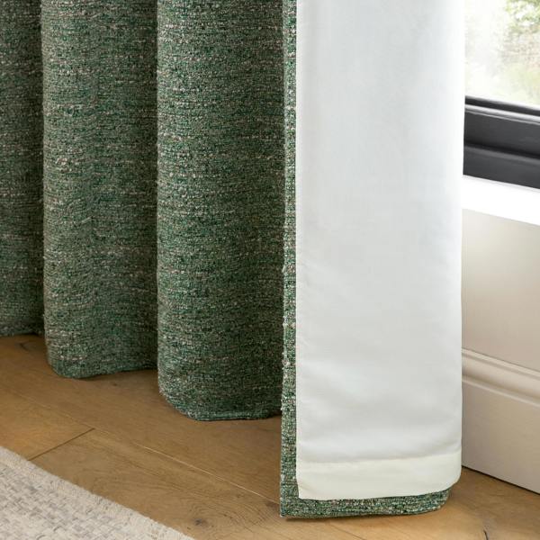 Catherine Lansfield Chunky Boucle Lined Eyelet Curtains Green