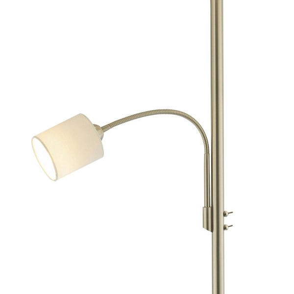 Contemporary Mother & Child Floor Lamp in Satin Nickel with Cotton Fabric Shades Image 3