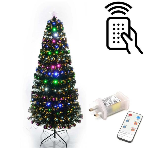 4ft to 7ft Pre-Lit Fibre Optic Artificial Christmas Trees with LED Lights and Metal Stand image 8