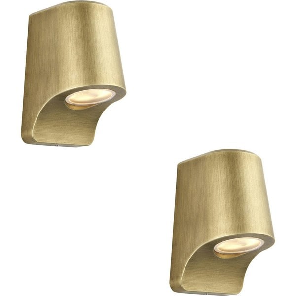 2 PACK IP44 Outdoor Wall Light - Matt Antique Die Cast Aluminimum - Brushed Gold Lamp
