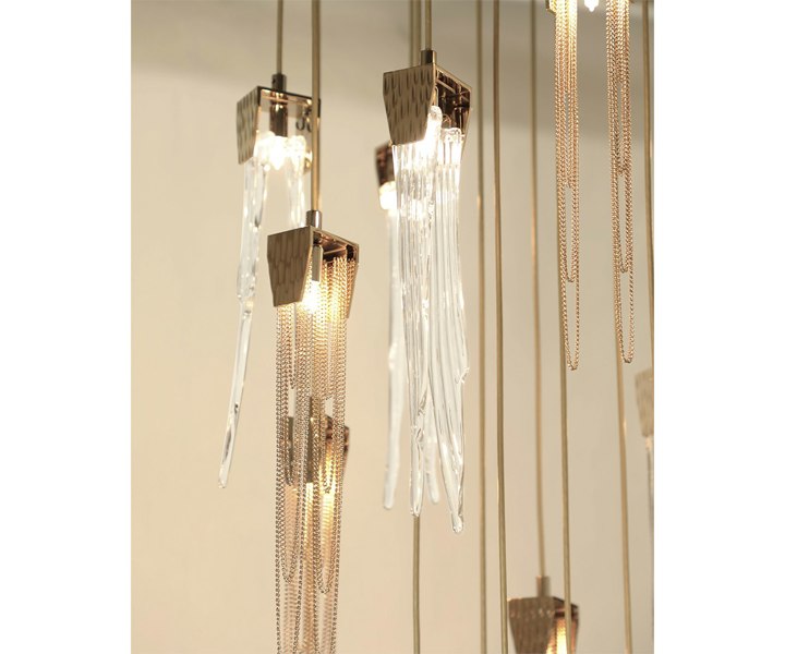 Modern luxury lighting with the Empyrean Chandelier in an elegant home decor setting.