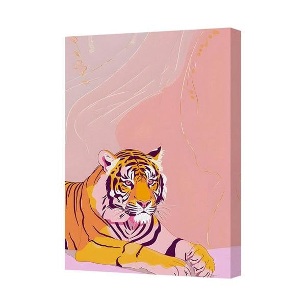Benjamin Tate Design Gallery Wrapped Tiger Canvas Art Print Pink Abstract Contemporary Wall Decor