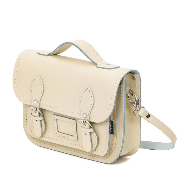 Zatchels Leather Midi Satchel - Pastel Cream