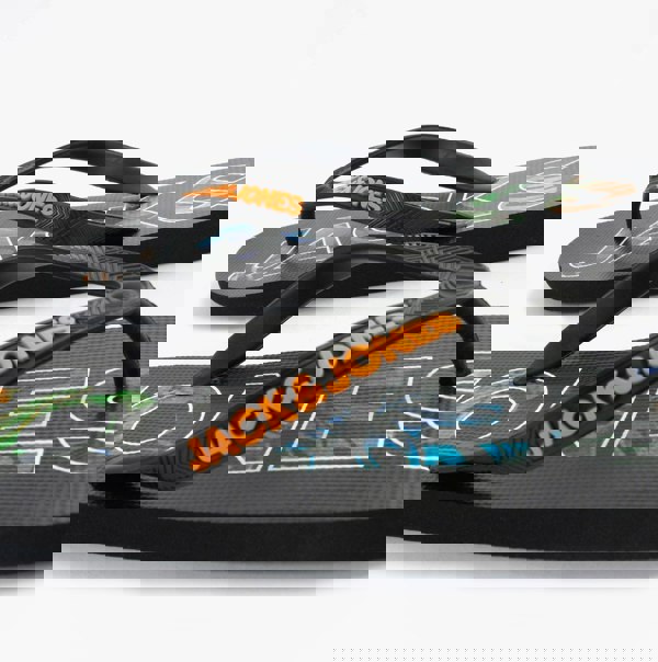 Jack & Jones LOGO PALM PRINT Mens Sliders Anthracite