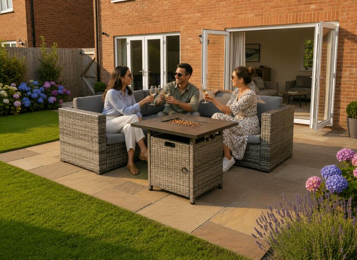 Outdoor Living Ascot Fire Pit Garden Set – Grey