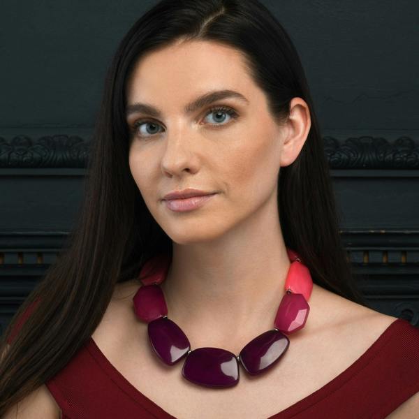Zavana Chunky Purple and Pink Statement Necklace for Women