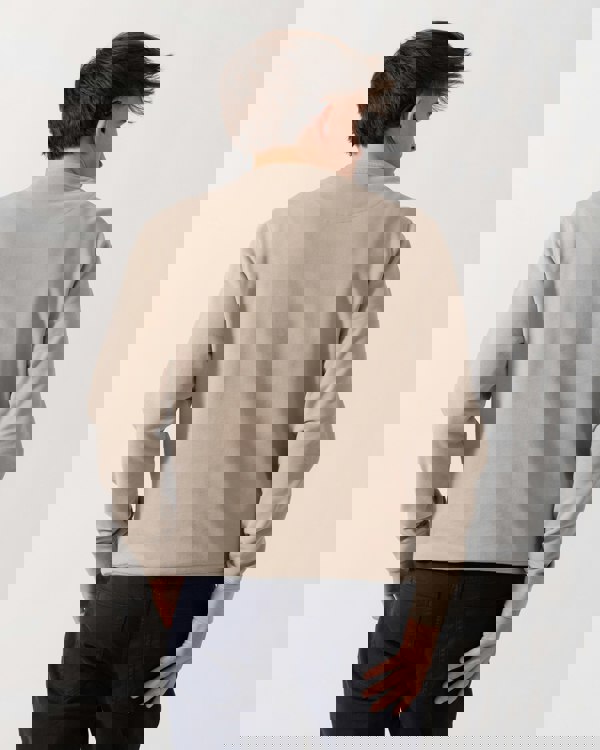 Belstaff Mens Crew Neck Sweatshirt With Logo Patch - Dark Sand back