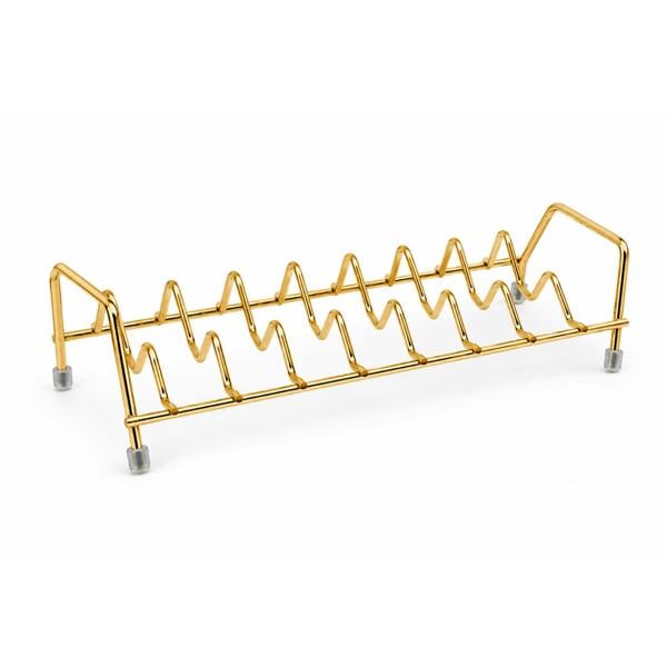 Dyzi Stainless Steel Dish Rack 7 Slot Plate Lid Kitchen Organiser Gold