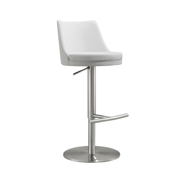 Furniture Edit Reagan White and Silver Adjustable Bar Stool